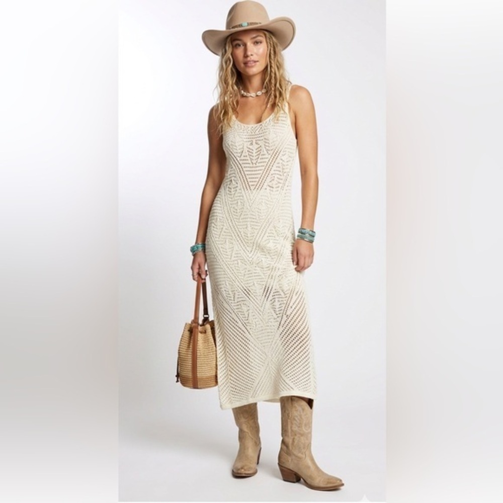 H&M Creme Crochet Sleeveless Dress Size Small